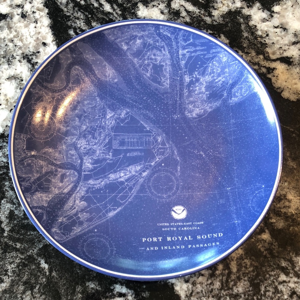 Port Royal Sound Decorative Blue Coastal Bread and Butter Plate by CASKATA